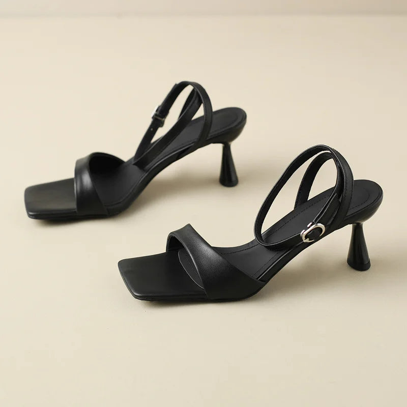 DARCIE - Leather Ankle Strap Heels