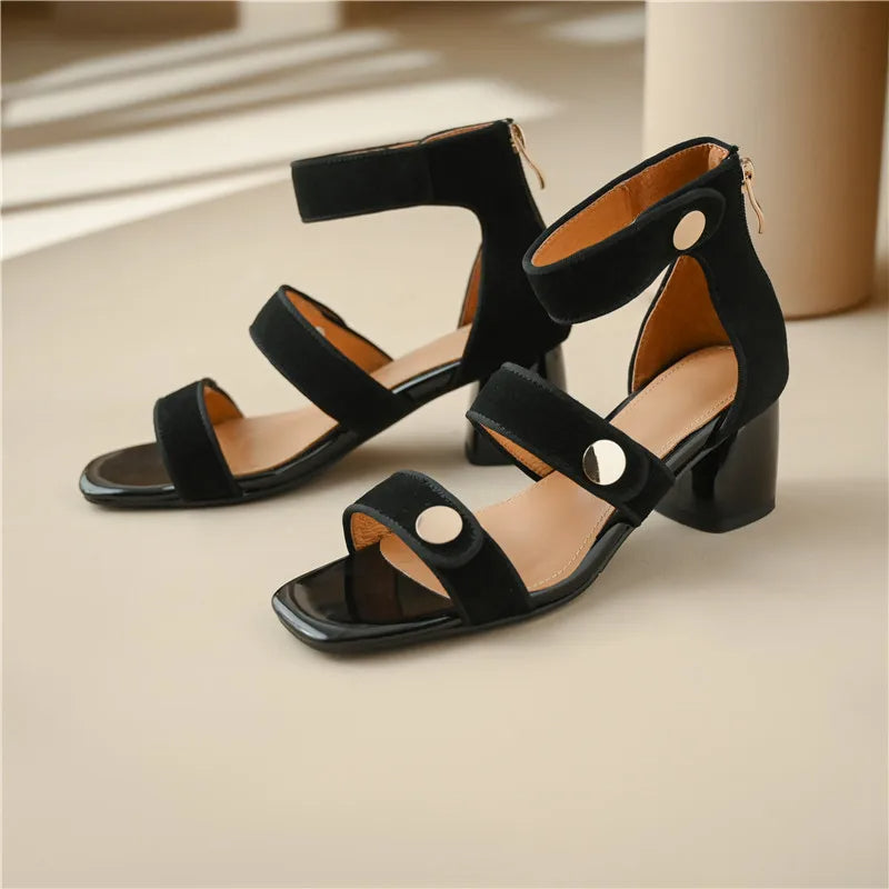 ROBYN - Suede Block Heel Sandals