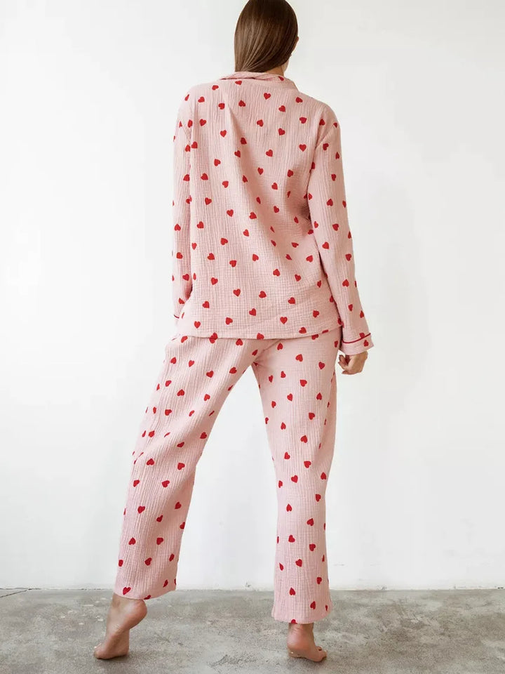 KOA - Heart Print Pink Pajama Set