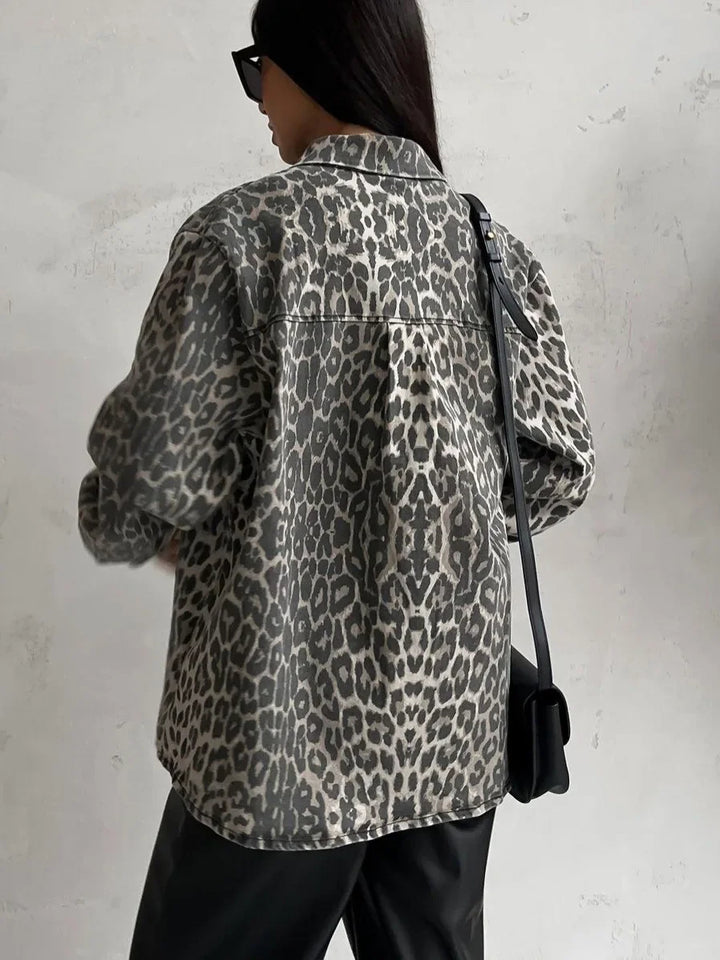 NEMY - Leopard Print Denim Jacket