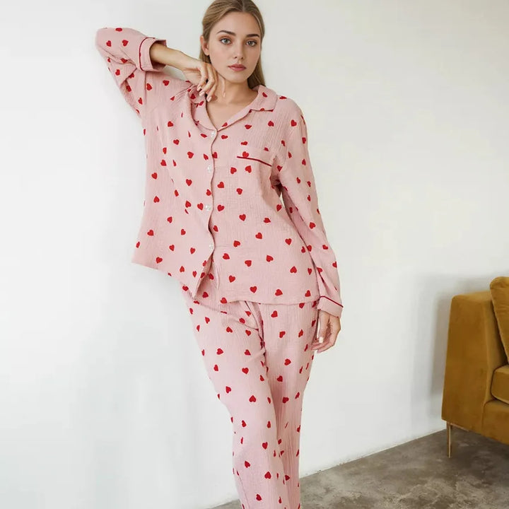 KOA - Heart Print Pink Pajama Set