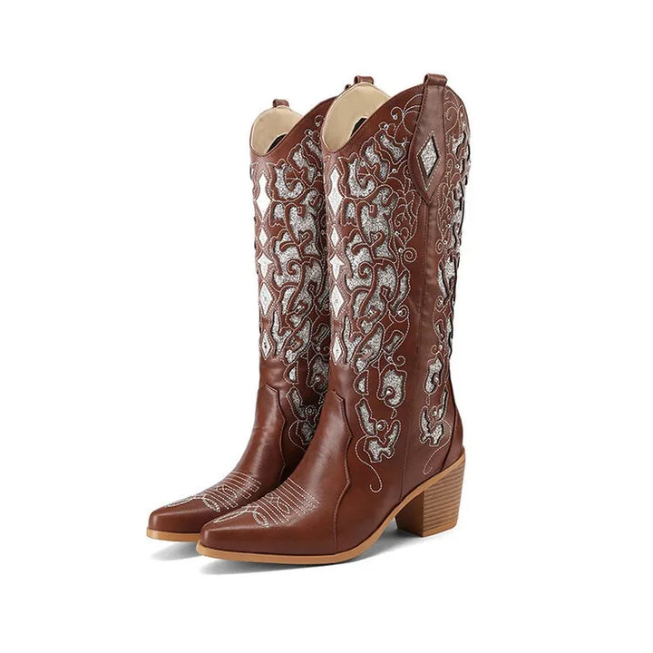 SCARLETT - Embroidered Western High-Heel Cowboy Boots