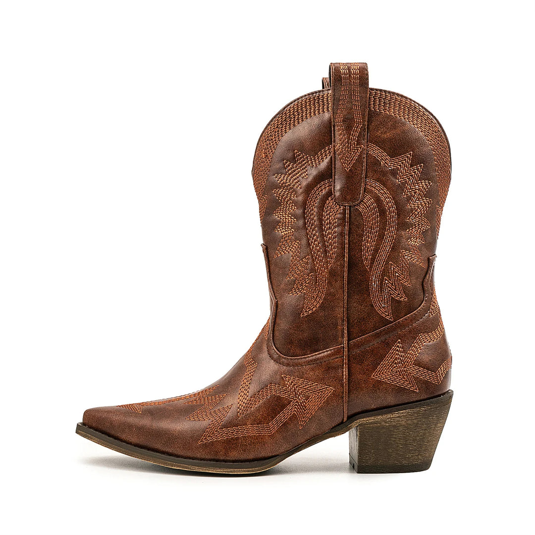 HOLLIE - Classic Western Leather Cowboy Boots