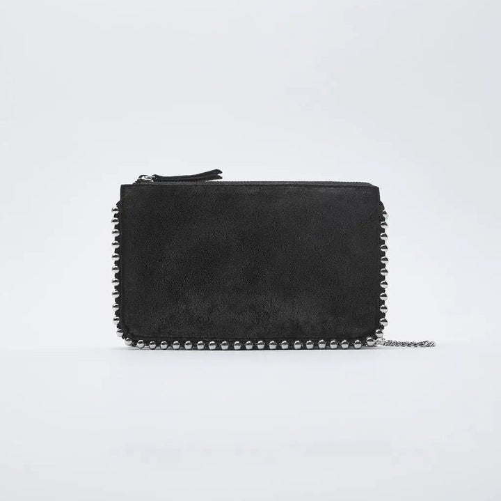 AMI - Black Studded Chain Wallet Clutch