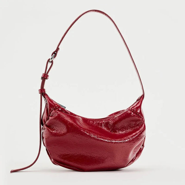 AMI - Ruched Leather Shoulder Bag