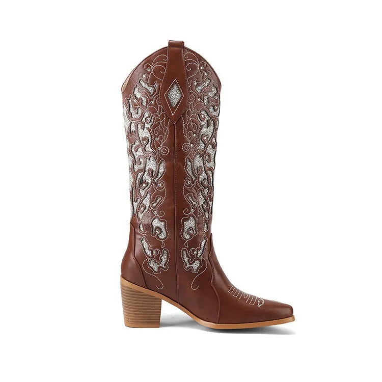 SCARLETT - Embroidered Western High-Heel Cowboy Boots