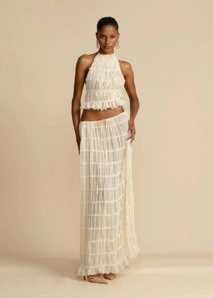 SIHAM - Pleated Backless Two-Piece Set