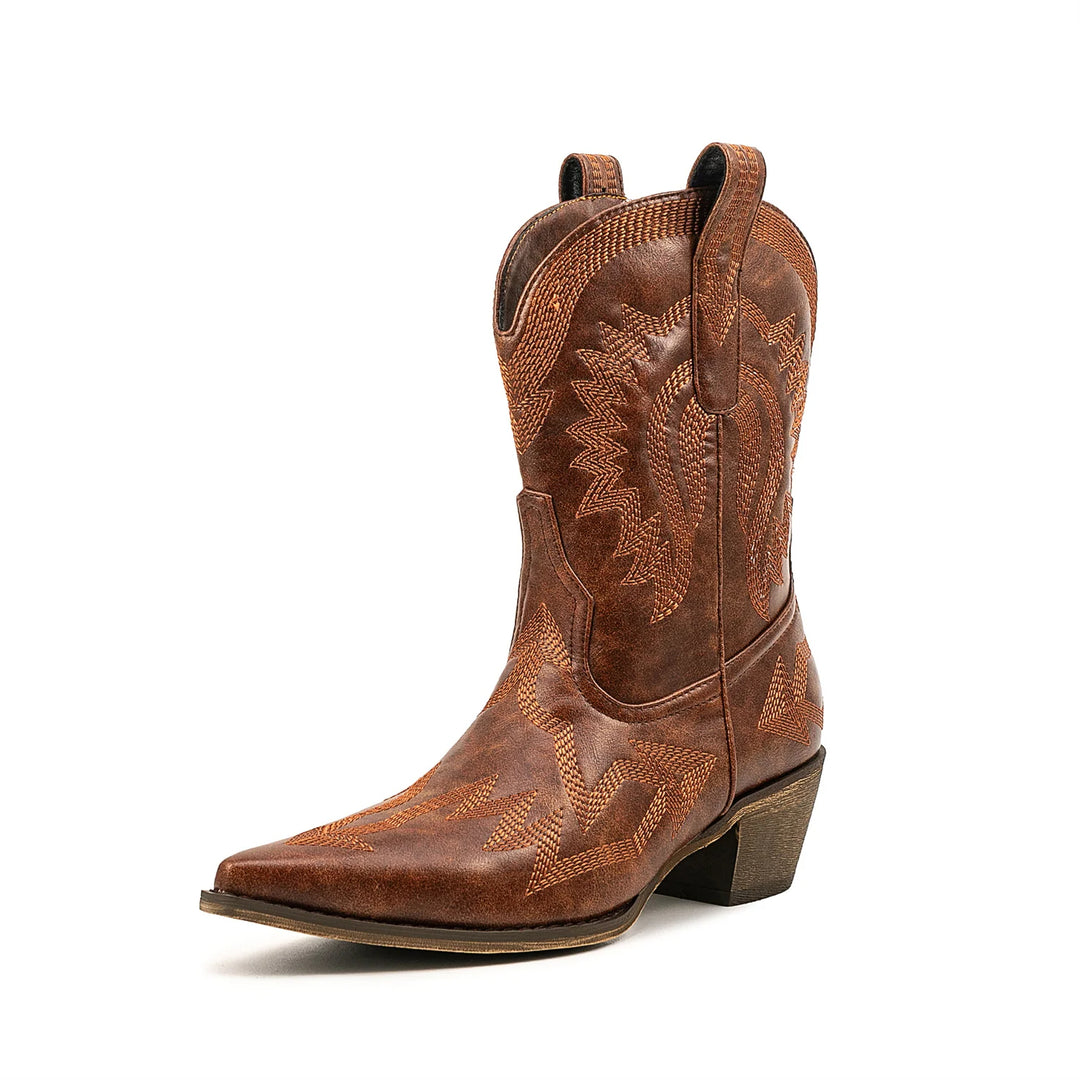 HOLLIE - Classic Western Leather Cowboy Boots