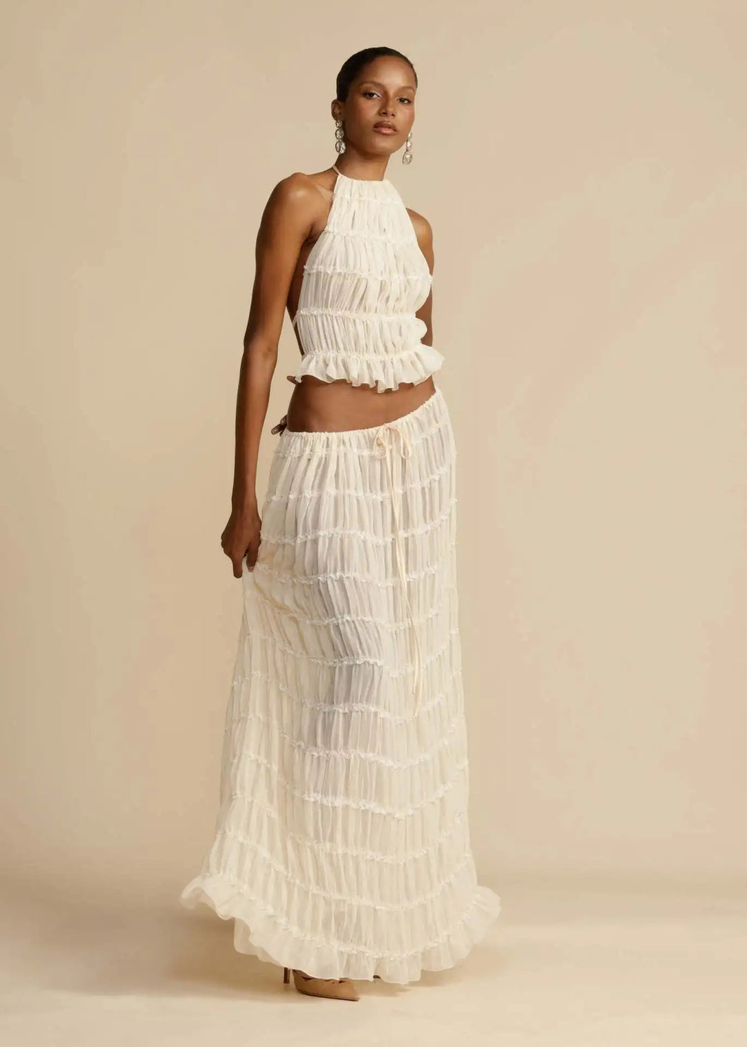 SIHAM - Pleated Backless Two-Piece Set