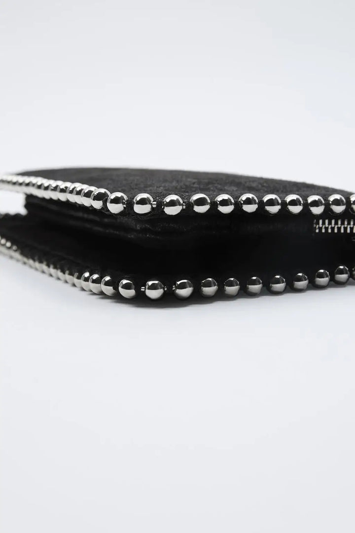 AMI - Black Studded Chain Wallet Clutch