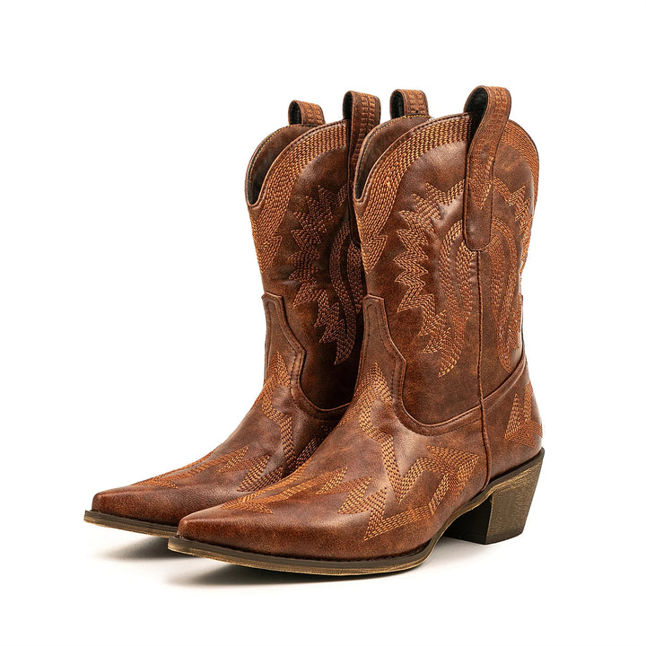 HOLLIE - Classic Western Leather Cowboy Boots