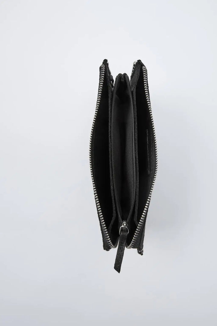 AMI - Black Studded Chain Wallet Clutch