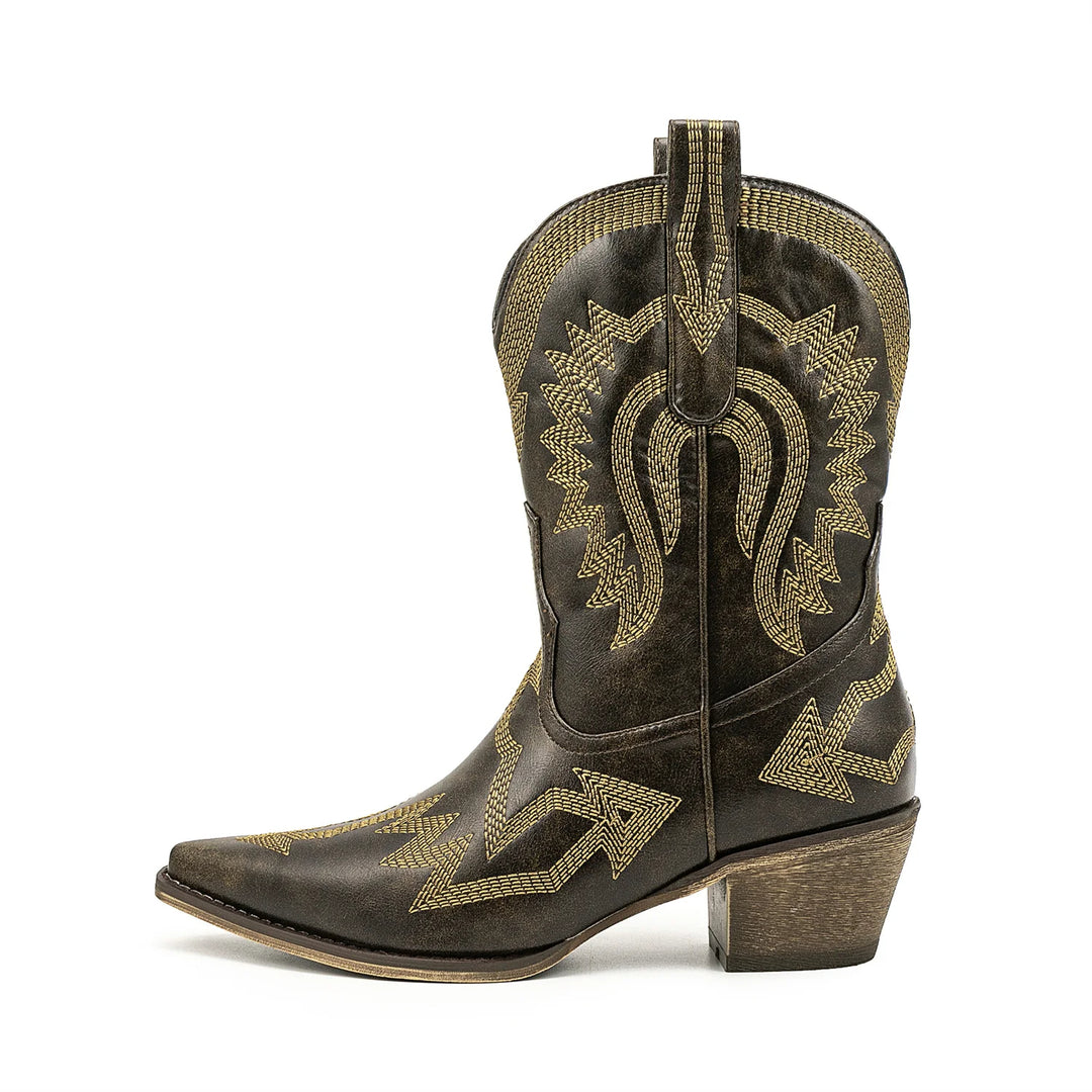 HOLLIE - Classic Western Leather Cowboy Boots