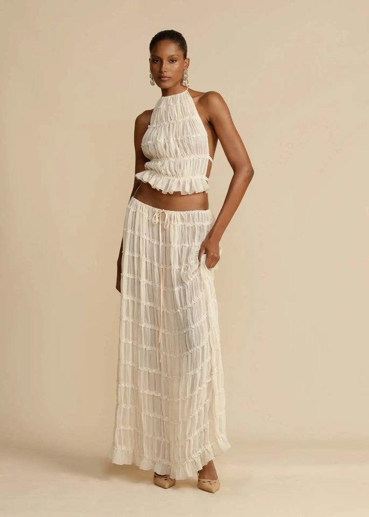 SIHAM - Pleated Backless Two-Piece Set