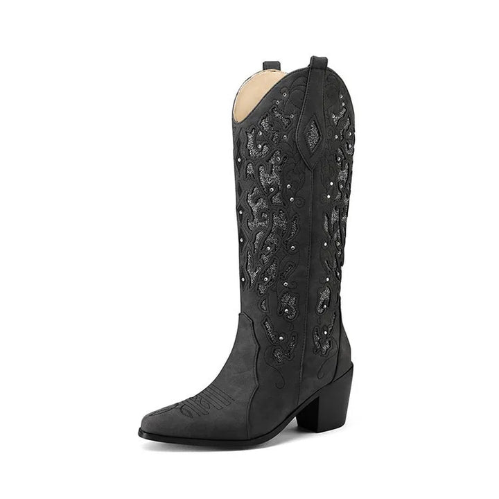 SCARLETT - Embroidered Western High-Heel Cowboy Boots