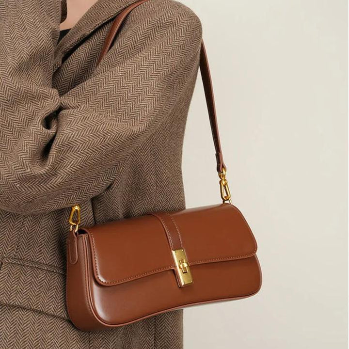 AMI - Brown Leather Shoulder Bag