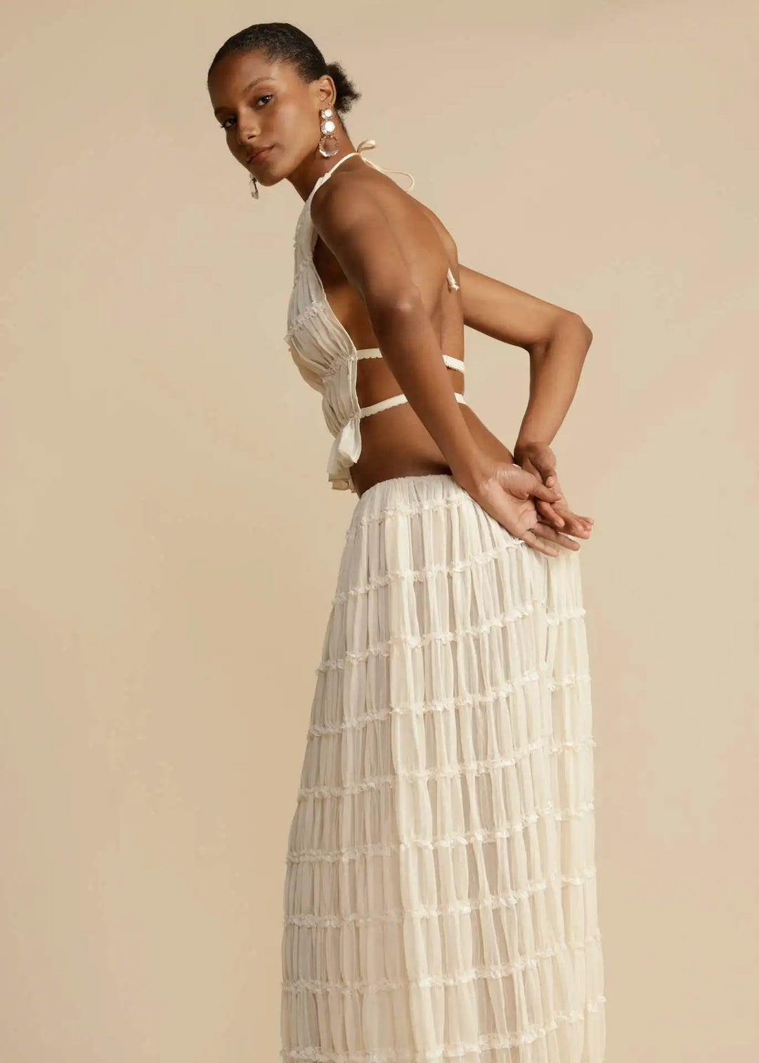 SIHAM - Pleated Backless Two-Piece Set