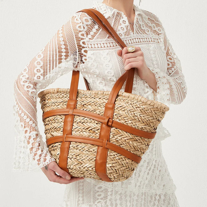 AMI - Handwoven Straw Tote Bag with Straps