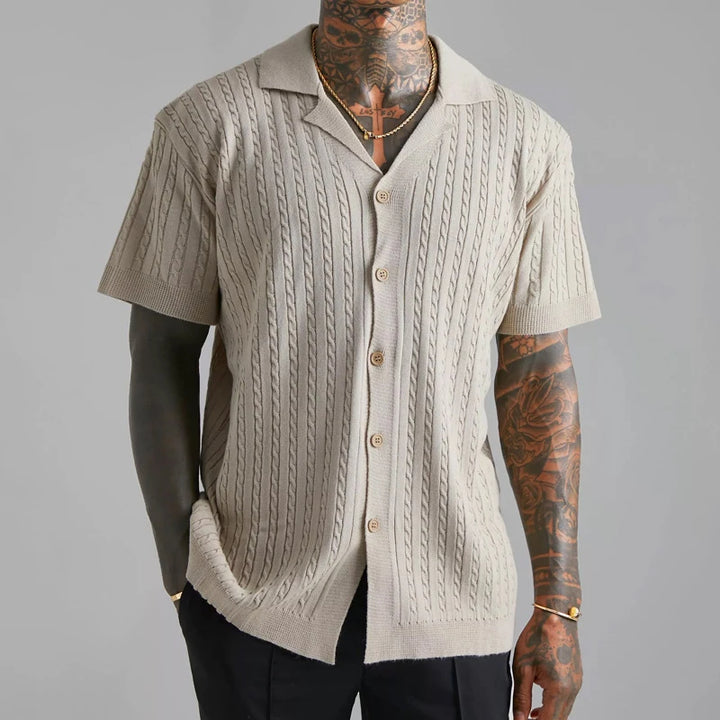 TRILL - Men's Short-Sleeve Knitted Button-Up Shirt