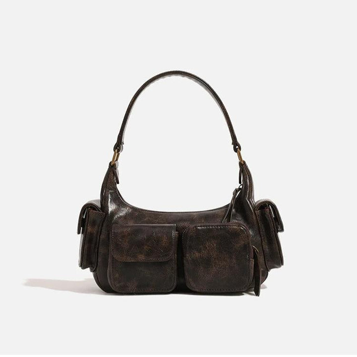 AMI - Vintage Vegan Leather Multi-Pocket Shoulder Bag