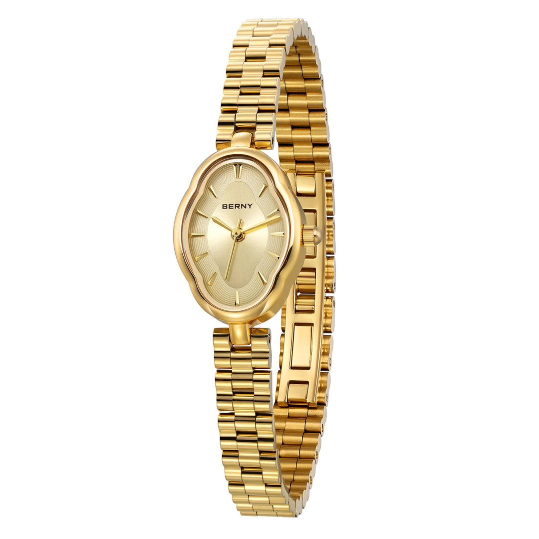 BERNY - Gold Stainless Steel Oval Quartz Watch