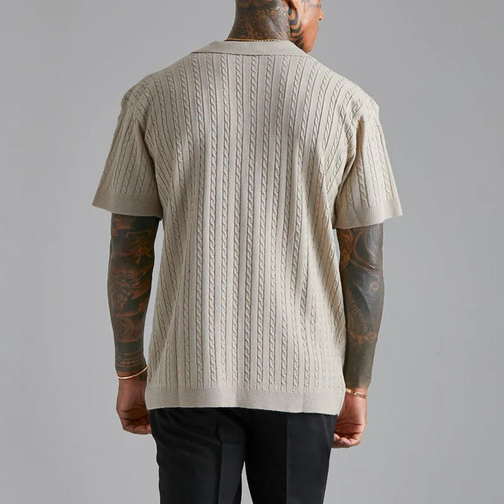 TRILL - Men's Short-Sleeve Knitted Button-Up Shirt