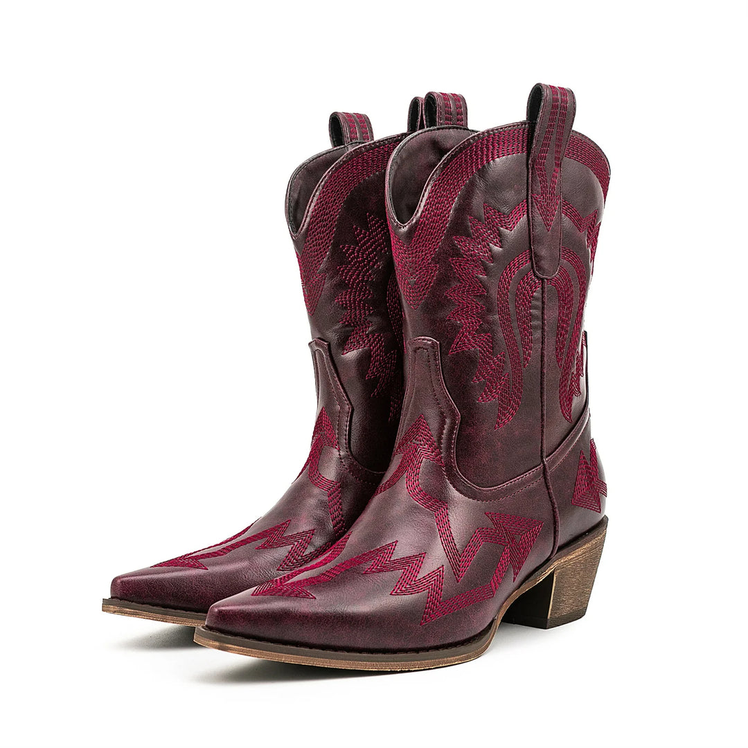 HOLLIE - Classic Western Leather Cowboy Boots