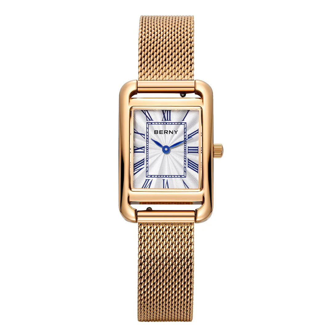 BERNY - Rectangular Stainless Steel Quartz Women's Watch