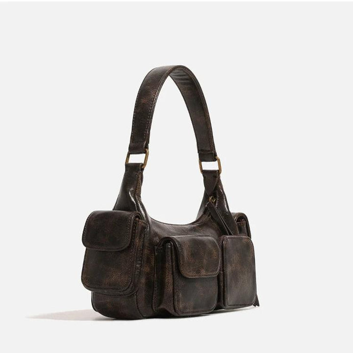 AMI - Vintage Vegan Leather Multi-Pocket Shoulder Bag