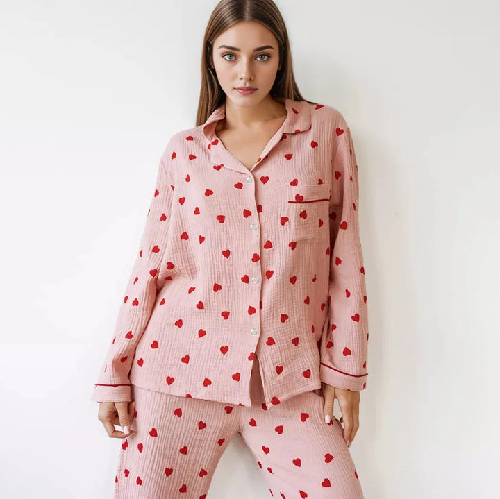 KOA - Heart Print Pink Pajama Set