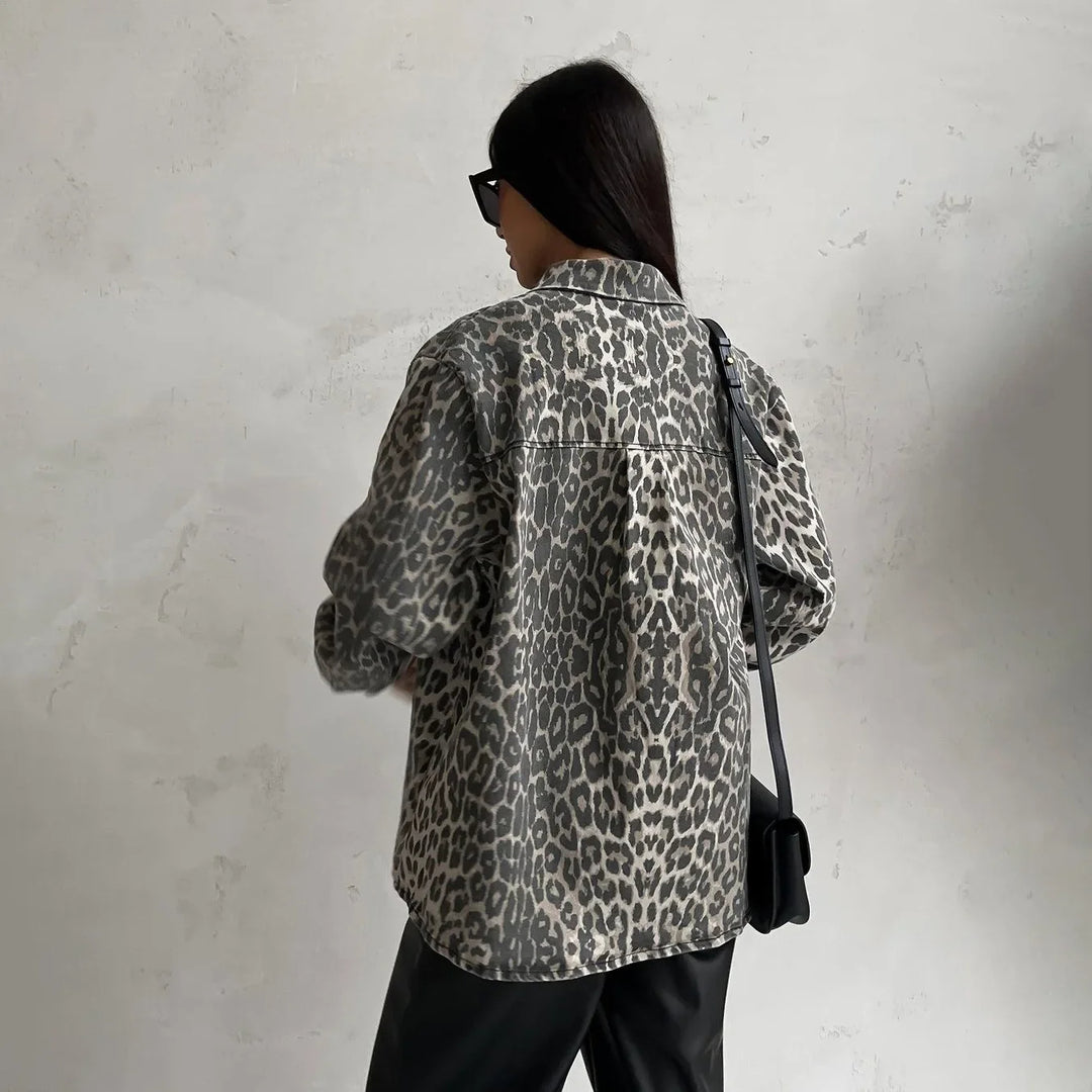 NEMY - Leopard Print Denim Jacket