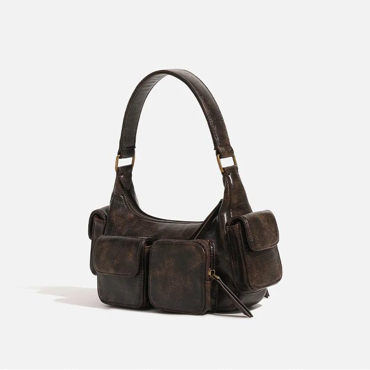 AMI - Vintage Vegan Leather Multi-Pocket Shoulder Bag