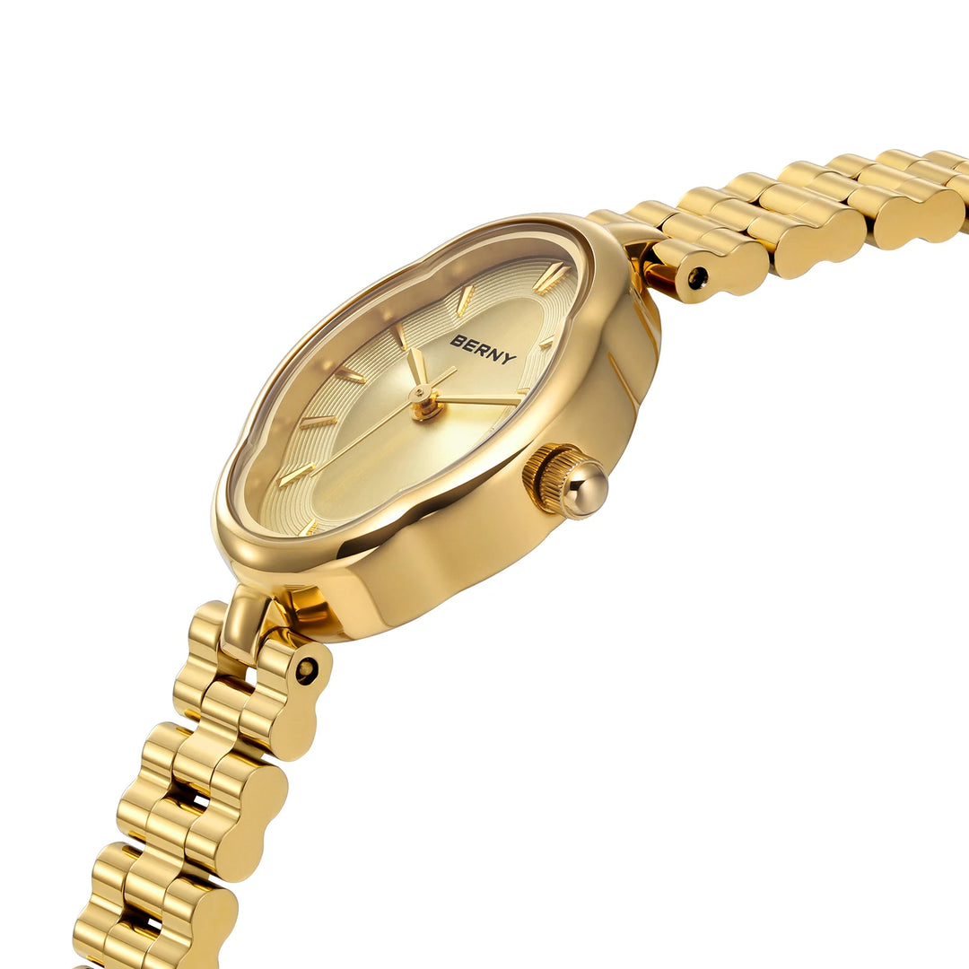 BERNY - Gold Stainless Steel Oval Quartz Watch