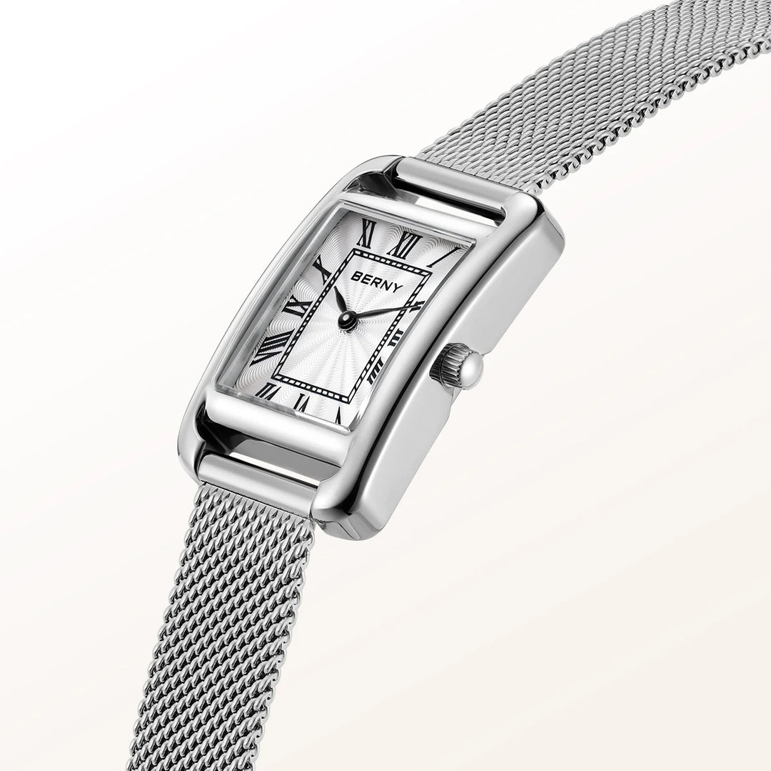 BERNY - Rectangular Stainless Steel Quartz Women's Watch