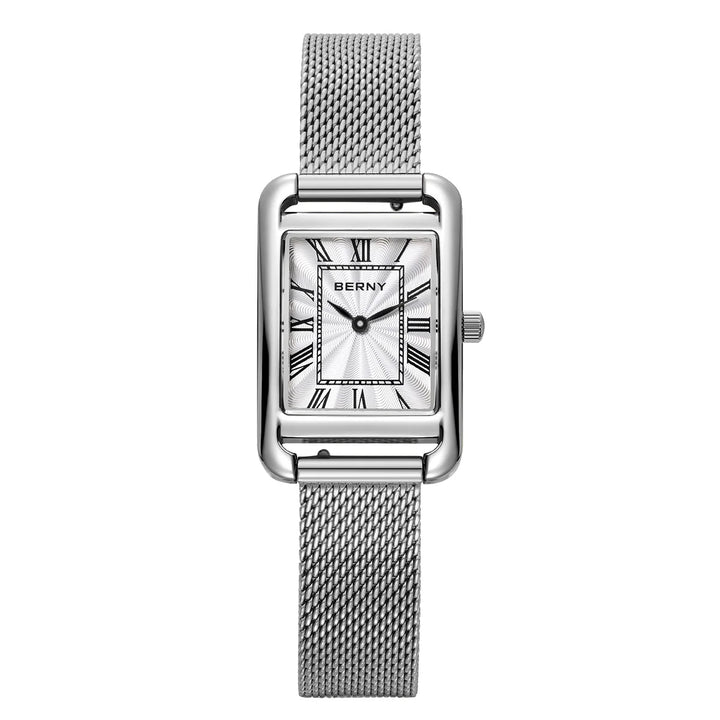 BERNY - Rectangular Stainless Steel Quartz Women's Watch