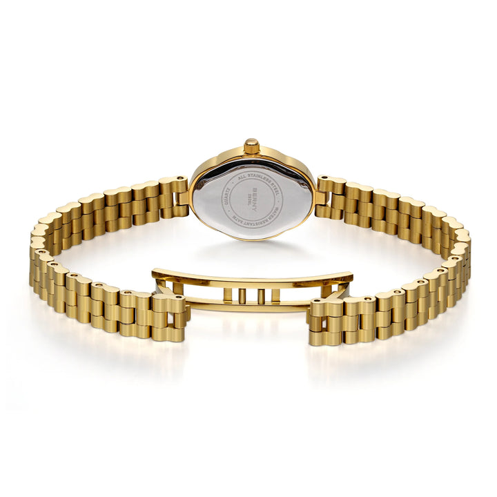 BERNY - Gold Stainless Steel Oval Quartz Watch