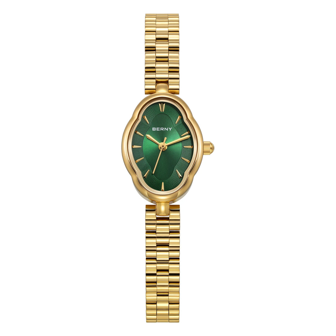 BERNY - Gold Stainless Steel Oval Quartz Watch