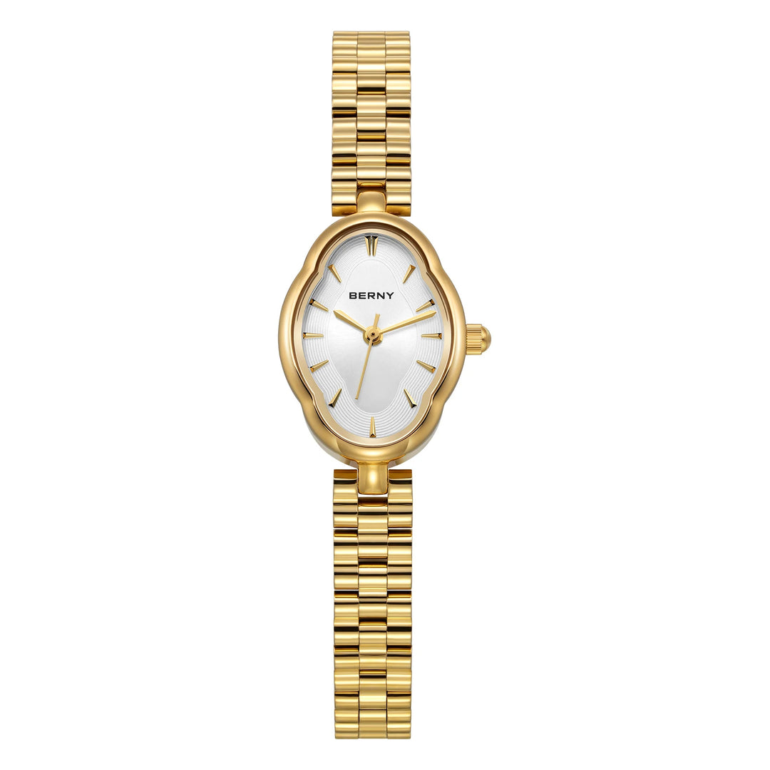 BERNY - Gold Stainless Steel Oval Quartz Watch