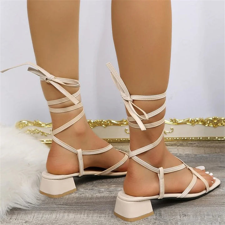 MEADO - Strappy Lace-Up Block Heel Sandals