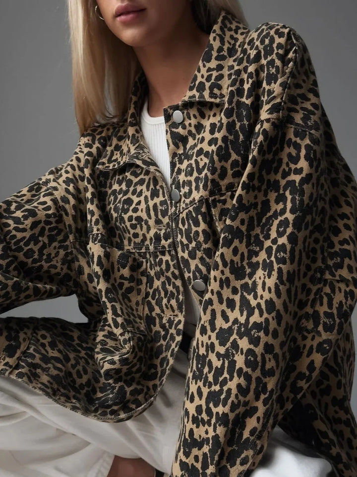 NEMY - Leopard Print Denim Jacket