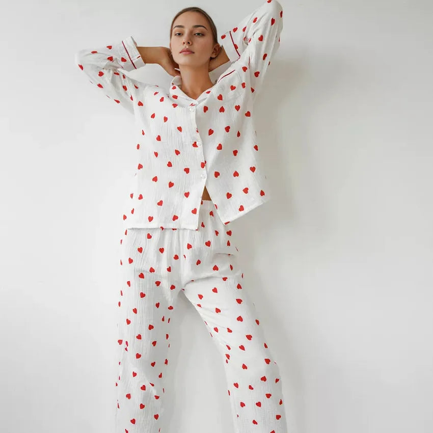 KOA - Heart Print Pink Pajama Set