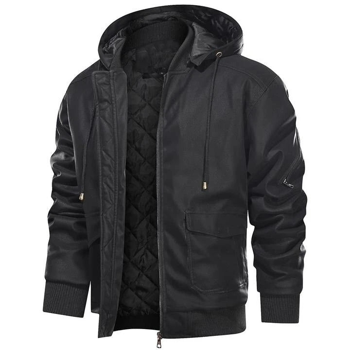 FREDERICO - Leather Jacket With Hood