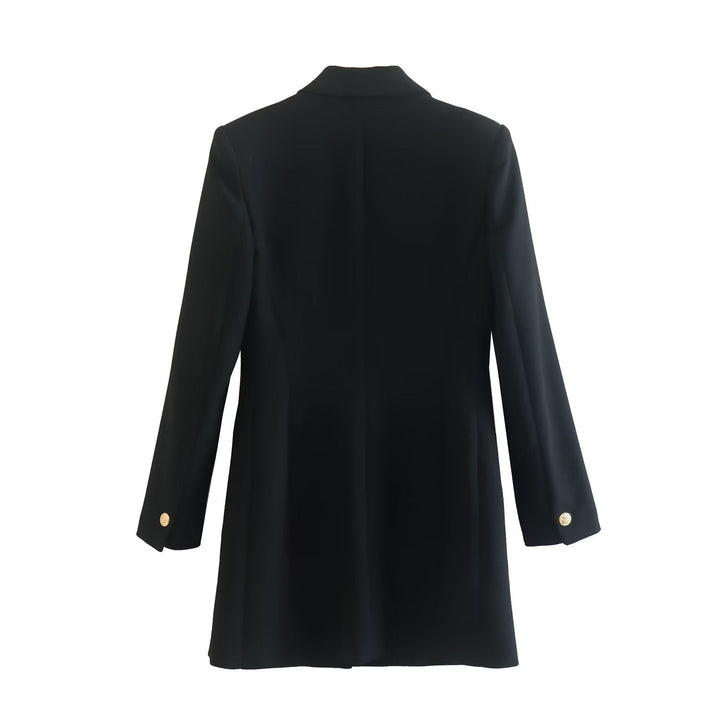 ANN - Long Ladies Blazer With Gold Button