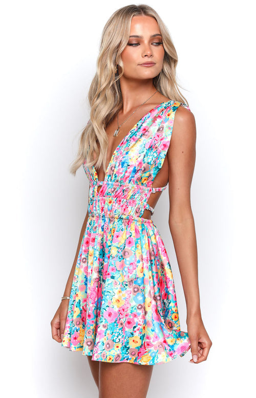 JANE - Floral Backless Mini Dress