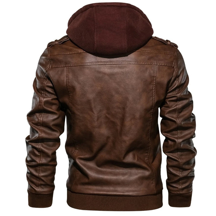 LEONARDO - Leather Jacket With Hoodie