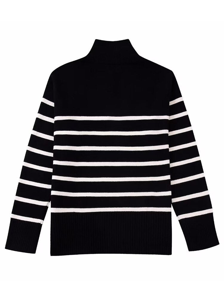 MINA - Striped Zip Jumper