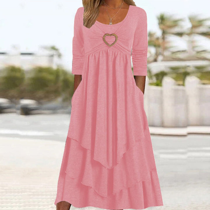 CORAL - Plain Dress With Long Sleeves