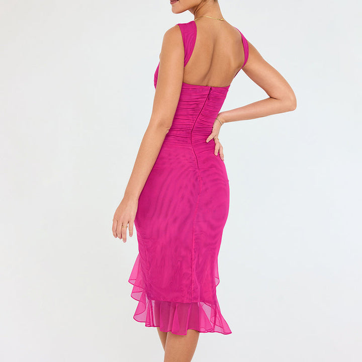 MARIAH - Midi Dress With Ruffles