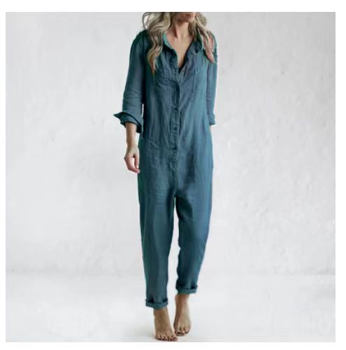 LELA - Cotton Turn-Down Jumpsuit