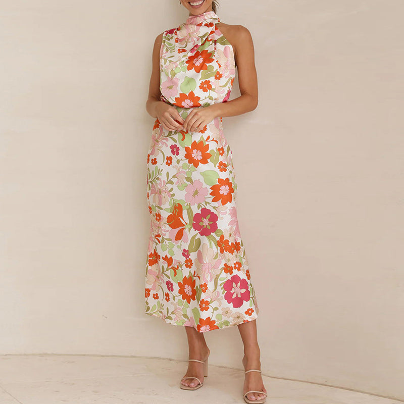 MARCELLE - Floral Satin Dress